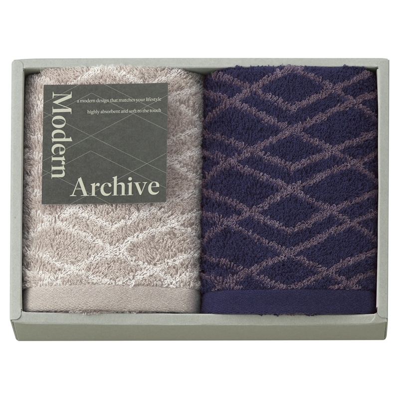 Modern Archive モダンアーカイブ フェイスタオル2P ネイビー ／プレゼント ギフト タオル 日用品・ヘルスケア お歳暮 お年賀 クリスマス ギフト