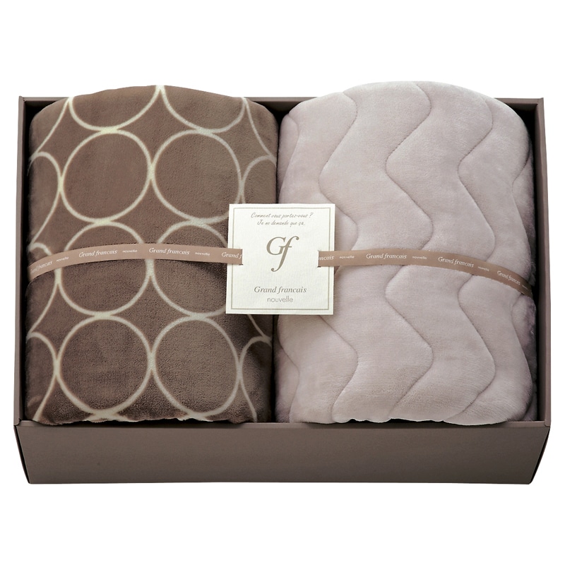 グランフランセヌーベル ハイソフトタッチ マイヤー毛布&吸湿発熱綿入り敷パット グレージュ ／プレゼント ギフト 毛布・ブランケット 寝具 住まい・家具 お歳暮 お年賀 クリスマス ギフト