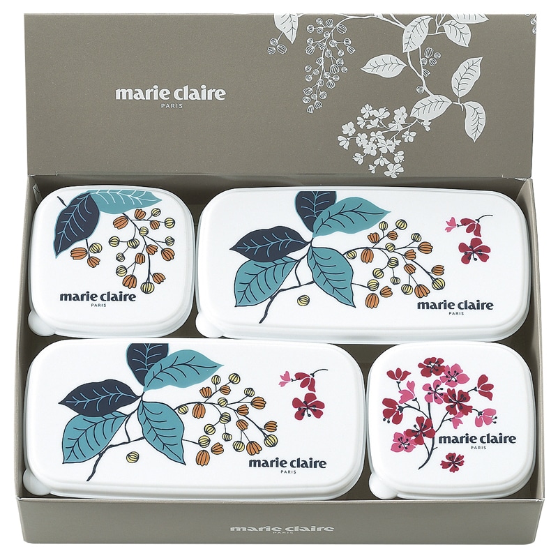マリ・クレール シール容器4pc ／プレゼント ギフト 保存容器・キャニスター 保存容器・調味料入れ キッチン用品 お歳暮 お年賀 クリスマス ギフト