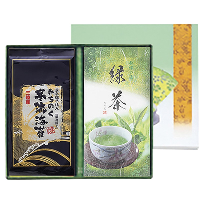 みのり工房 みちのく寒流のり・鹿児島茶詰合せ ／プレゼント ギフト セット・詰め合わせ 海苔 乾物 食品 お歳暮 お年賀 クリスマス ギフト