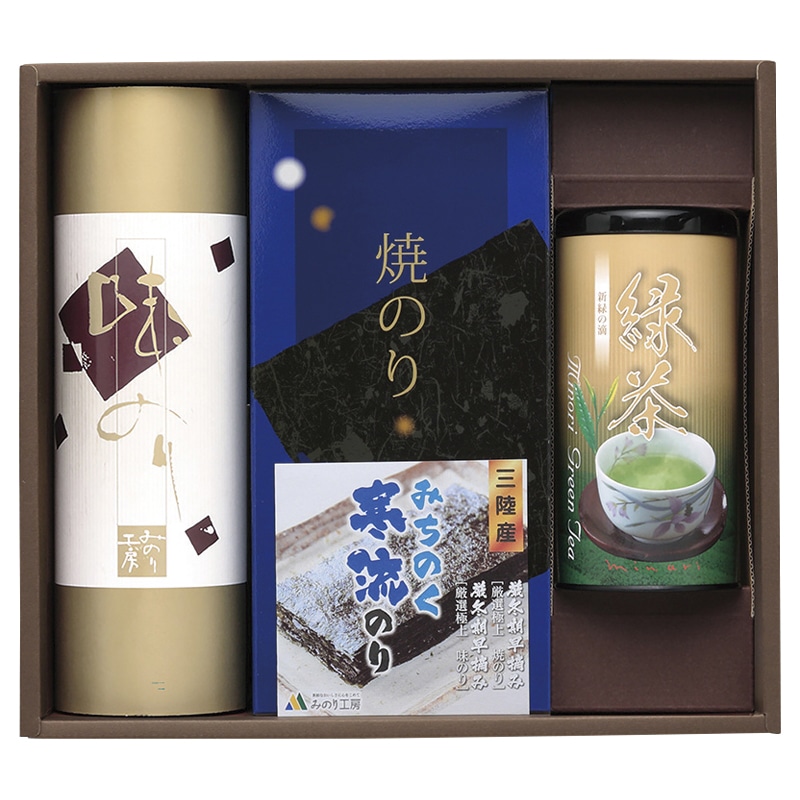 みのり工房 みちのく寒流のり・鹿児島茶詰合せ /プレゼント ギフト セット・詰め合わせ 海苔 乾物 食品 お歳暮 お年賀 クリスマス ギフト