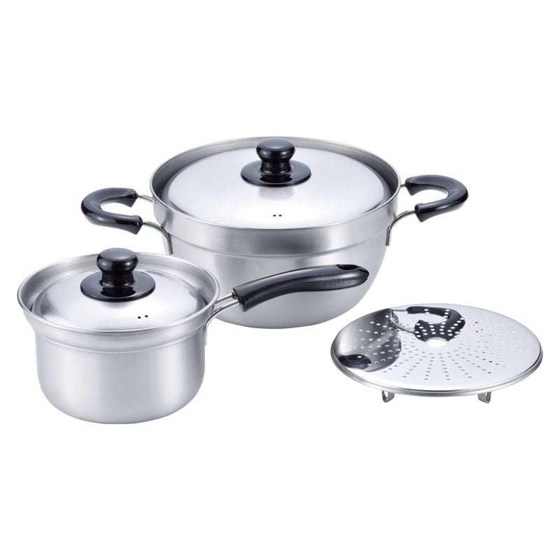 燕三 IH対応ふきこぼれにくい片手鍋16cm&両手鍋23cm(目皿付) ／プレゼント ギフト 片手鍋 鍋 調理器具 キッチン用品 お歳暮 お年賀 クリスマス ギフト