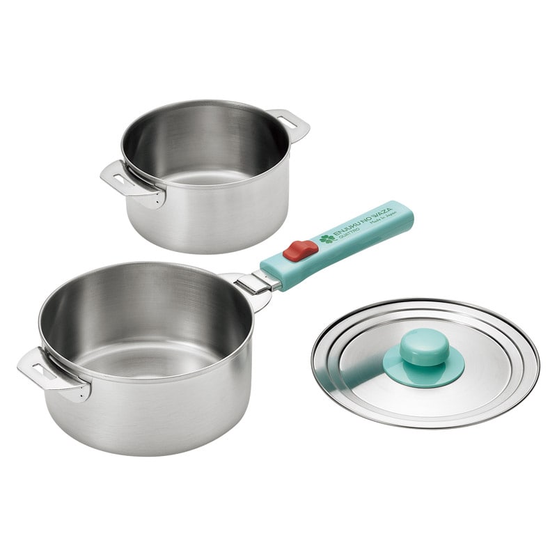 燕熟の技 ハンドル着脱式鍋14cm&16cmセット ／プレゼント ギフト 両手鍋 鍋 調理器具 キッチン用品 お歳暮 お年賀 クリスマス ギフト