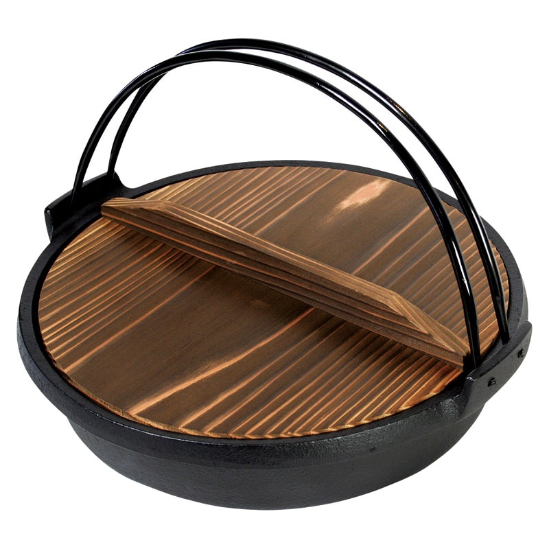 南部鉄器 すき焼き鍋(ギョーザ鍋) ツル付 IH対応 ／プレゼント ギフト 鍋 調理器具 キッチン用品 お歳暮 お年賀 クリスマス ギフト