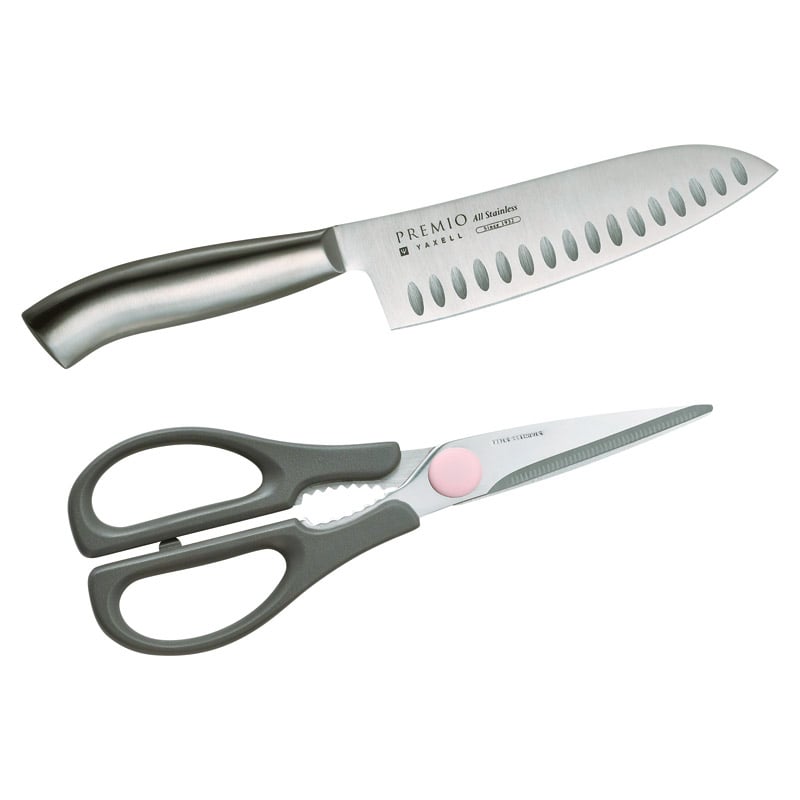 プレミオ オールステンレス三徳･キッチンバサミセット ／プレゼント ギフト 包丁セット 包丁・ナイフ 調理器具 キッチン用品 お歳暮 お年賀 クリスマス ギフト