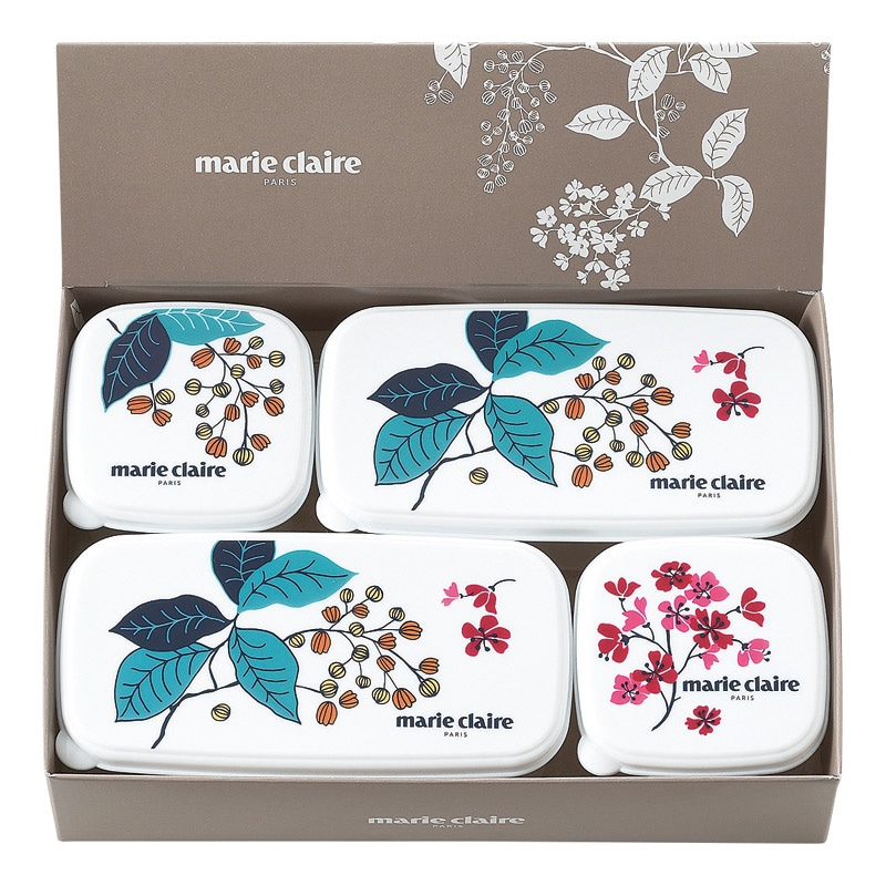 マリ･クレール フレンチライラック シール容器4Pセット･A ／プレゼント ギフト 保存容器・キャニスター 保存容器・調味料入れ キッチン用品 お歳暮 お年賀 クリスマス ギフト