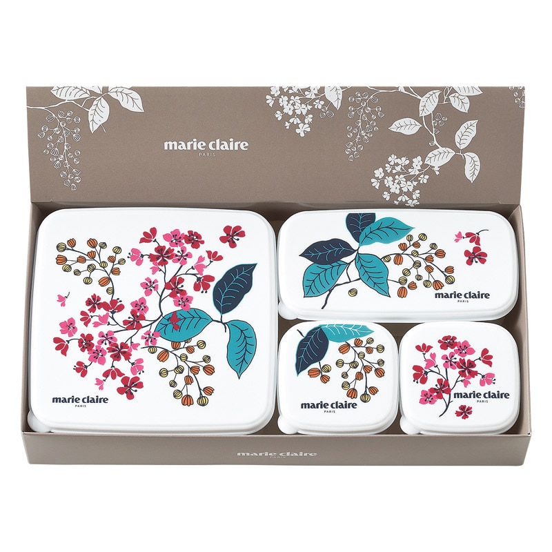 マリ･クレール フレンチライラック シール容器4Pセット･B ／プレゼント ギフト 保存容器・キャニスター 保存容器・調味料入れ キッチン用品 お歳暮 お年賀 クリスマス ギフト
