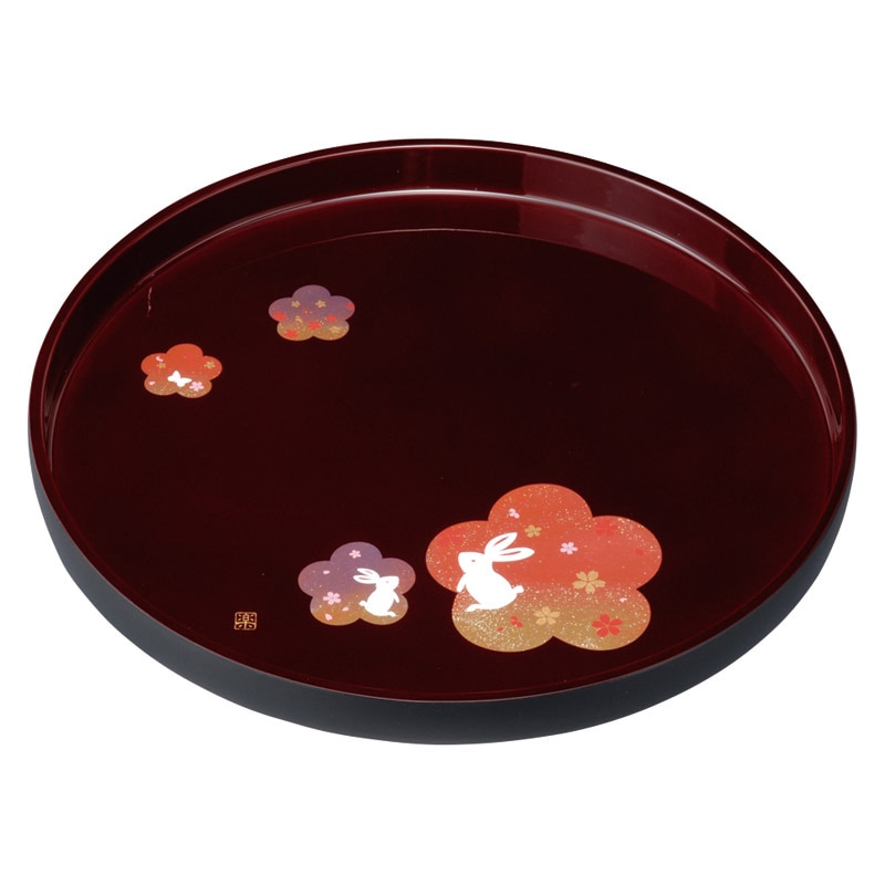 紀州塗 宴うさぎ 8.0丸盆 ／プレゼント ギフト お盆・トレー 配膳用品・キッチンファブリック キッチン用品 お歳暮 お年賀 クリスマス ギフト