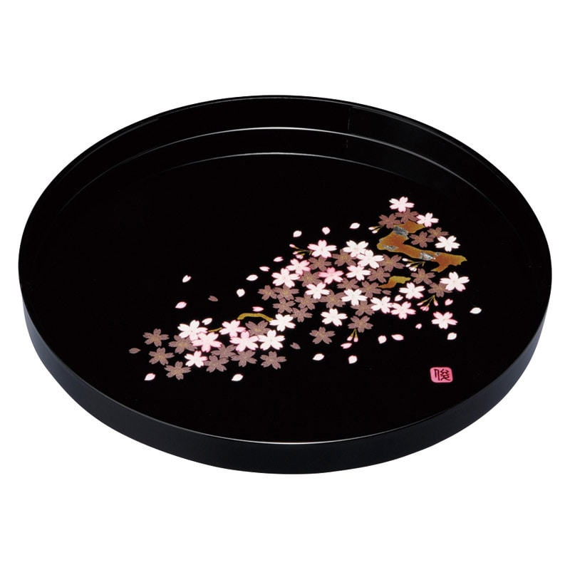 紀州塗 雅桜 10.0丸盆 ／プレゼント ギフト お盆・トレー 配膳用品・キッチンファブリック キッチン用品 お歳暮 お年賀 クリスマス ギフト