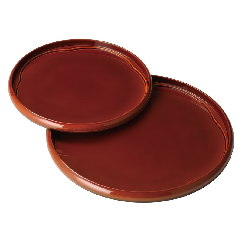 紀州塗 春慶梅型丸盆 二枚組 ／プレゼント ギフト お盆・トレー 配膳用品・キッチンファブリック キッチン用品 お歳暮 お年賀 クリスマス ギフト