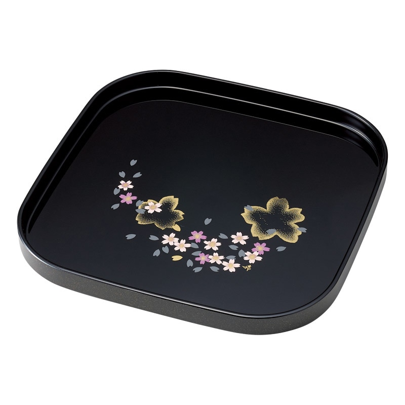 日展作家 橋爪靖雄 桜浪漫 8.0角盆 ／プレゼント ギフト お盆・トレー 配膳用品・キッチンファブリック キッチン用品 お歳暮 お年賀 クリスマス ギフト