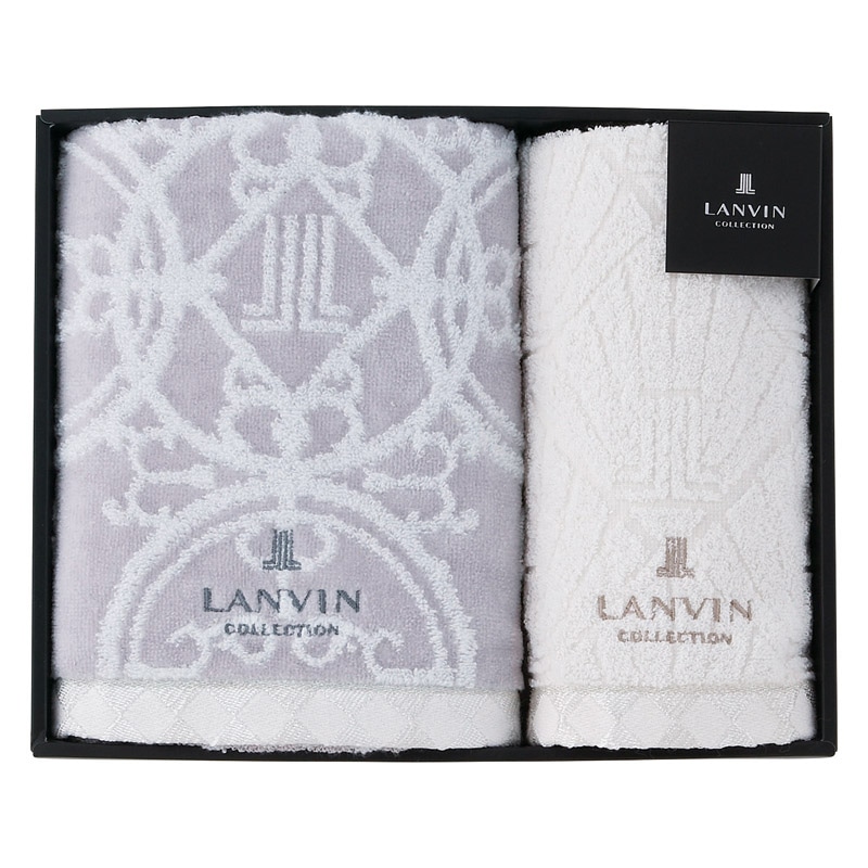 ランバン プルミエール フェイス1P・ウォッシュタオル1P グレー /プレゼント ギフト タオル 日用品・ヘルスケア お歳暮 お年賀 クリスマス ギフト