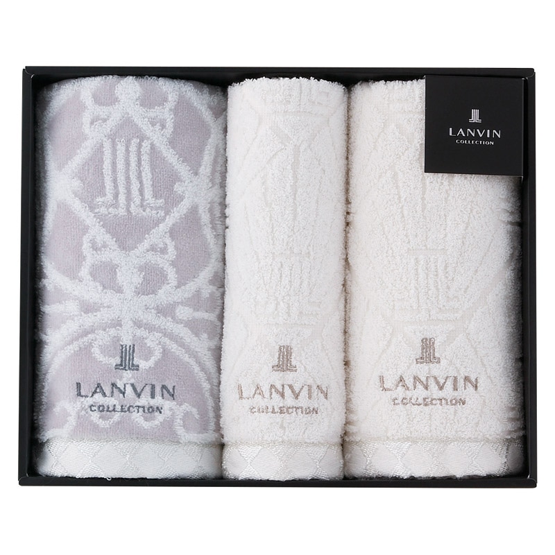 ランバン プルミエール フェイス2P･ウォッシュタオル1P グレー ／プレゼント ギフト タオル 日用品・ヘルスケア お歳暮 お年賀 クリスマス ギフト