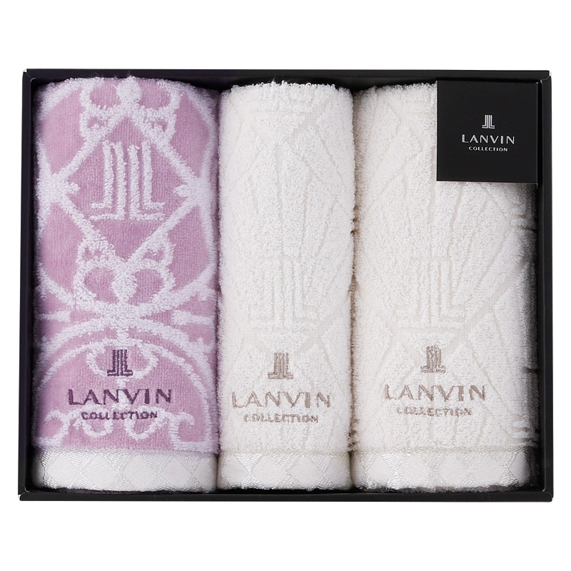 ランバン プルミエール フェイス2P・ウォッシュタオル1P パープル /プレゼント ギフト タオル 日用品・ヘルスケア お歳暮 お年賀 クリスマス ギフト