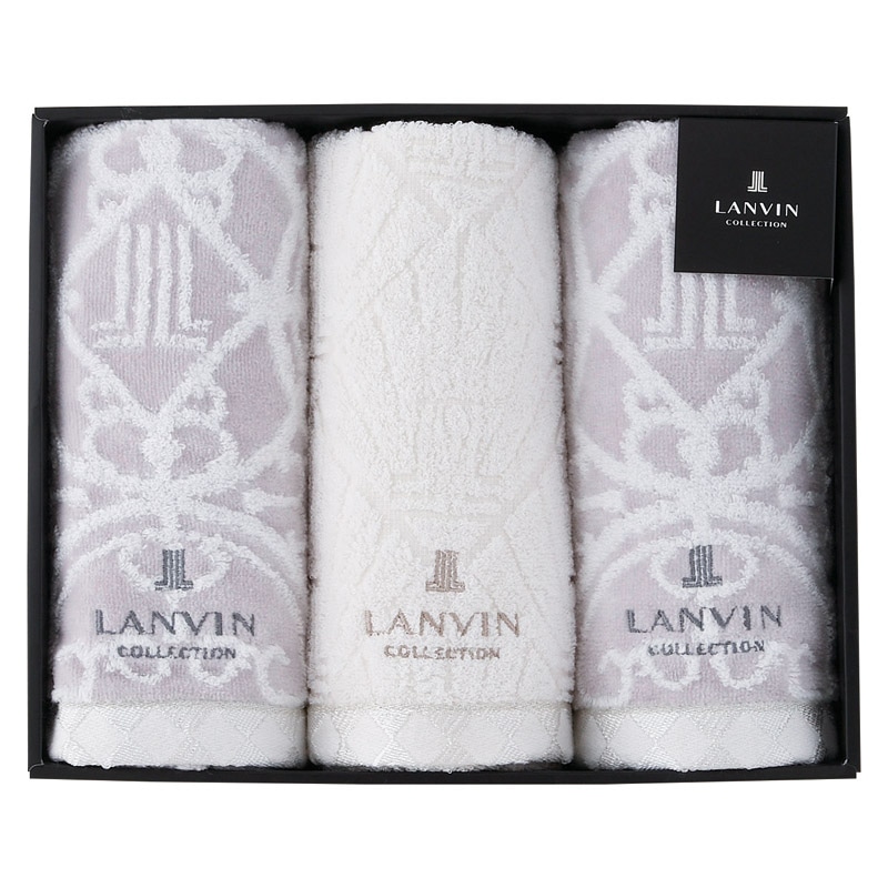 ランバン プルミエール フェイスタオル3P グレー /プレゼント ギフト タオル 日用品・ヘルスケア お歳暮 お年賀 クリスマス ギフト