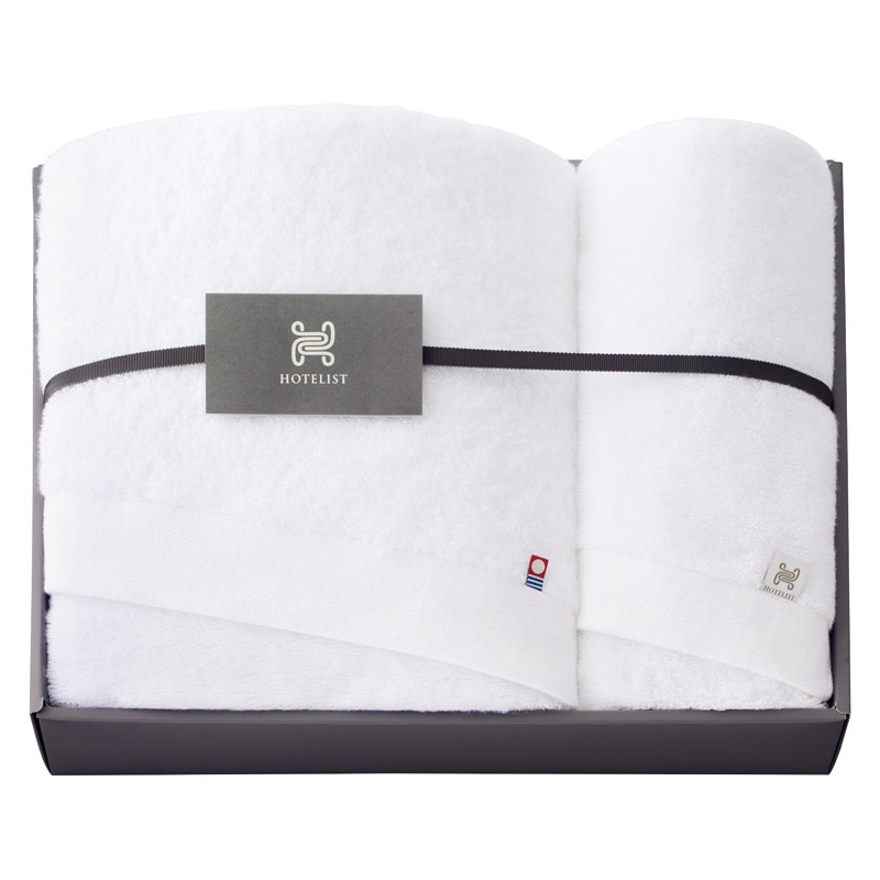 今治タオル HOTELIST バス1P・フェイスタオル1P ホワイト /プレゼント ギフト タオル 日用品・ヘルスケア お歳暮 お年賀 クリスマス ギフト
