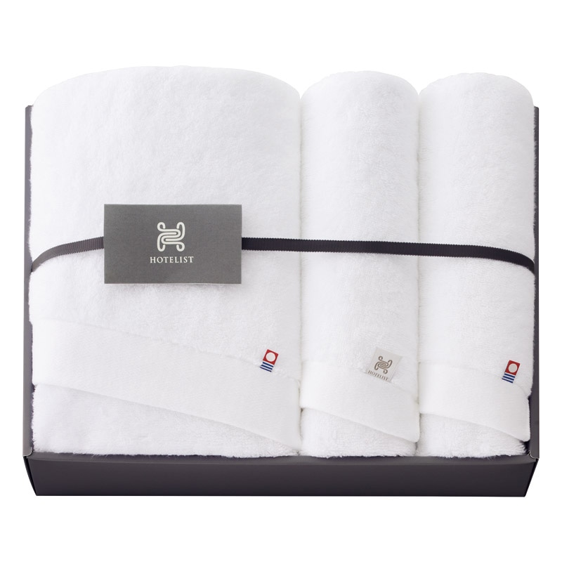 今治タオル HOTELIST バス1P・フェイスタオル2P ホワイト /プレゼント ギフト タオル 日用品・ヘルスケア お歳暮 お年賀 クリスマス ギフト