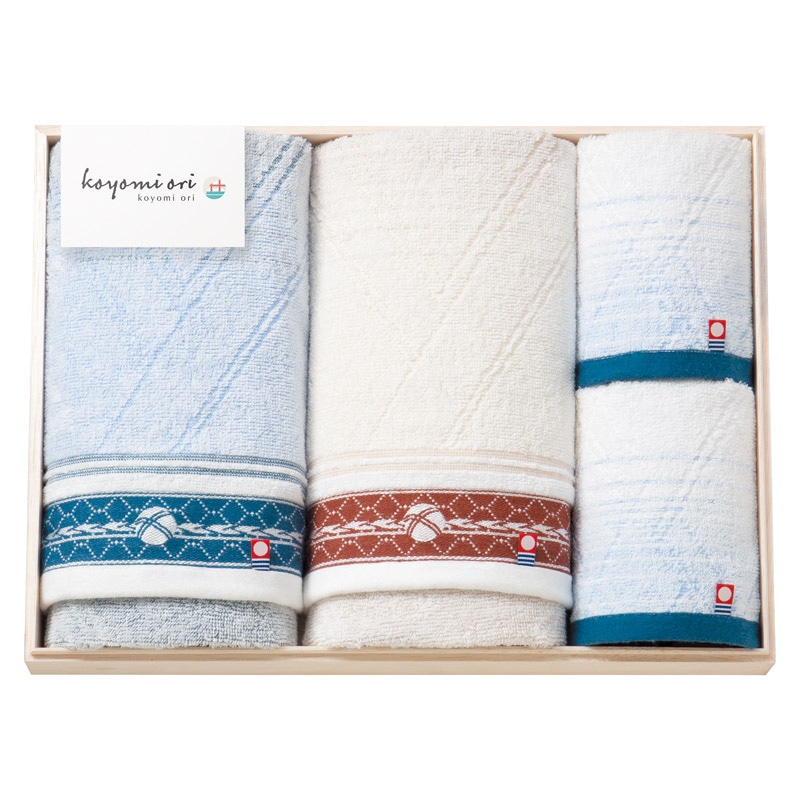 koyomi ori フェイス2P・ウォッシュタオル2P(国産木箱入) /プレゼント ギフト タオル 日用品・ヘルスケア お歳暮 お年賀 クリスマス ギフト