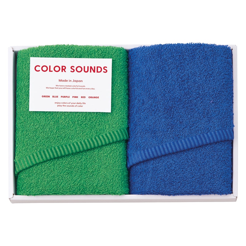 COLOR SOUNDS フェイスタオル2P ブルー ／プレゼント ギフト タオル 日用品・ヘルスケア お歳暮 お年賀 クリスマス ギフト