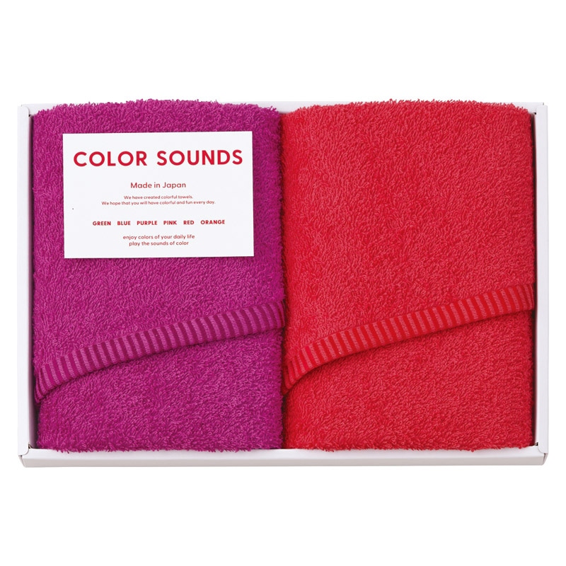 COLOR SOUNDS フェイスタオル2P レッド ／プレゼント ギフト タオル 日用品・ヘルスケア お歳暮 お年賀 クリスマス ギフト