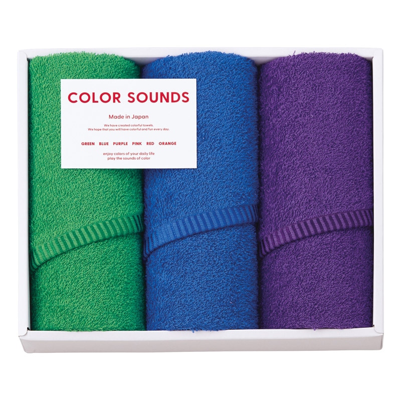 COLOR SOUNDS フェイスタオル3P ブルー ／プレゼント ギフト タオル 日用品・ヘルスケア お歳暮 お年賀 クリスマス ギフト