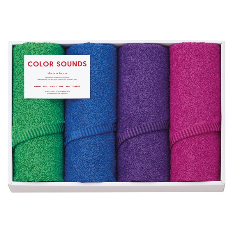 COLOR SOUNDS フェイスタオル4P ブルー /プレゼント ギフト タオル 日用品・ヘルスケア お歳暮 お年賀 クリスマス ギフト