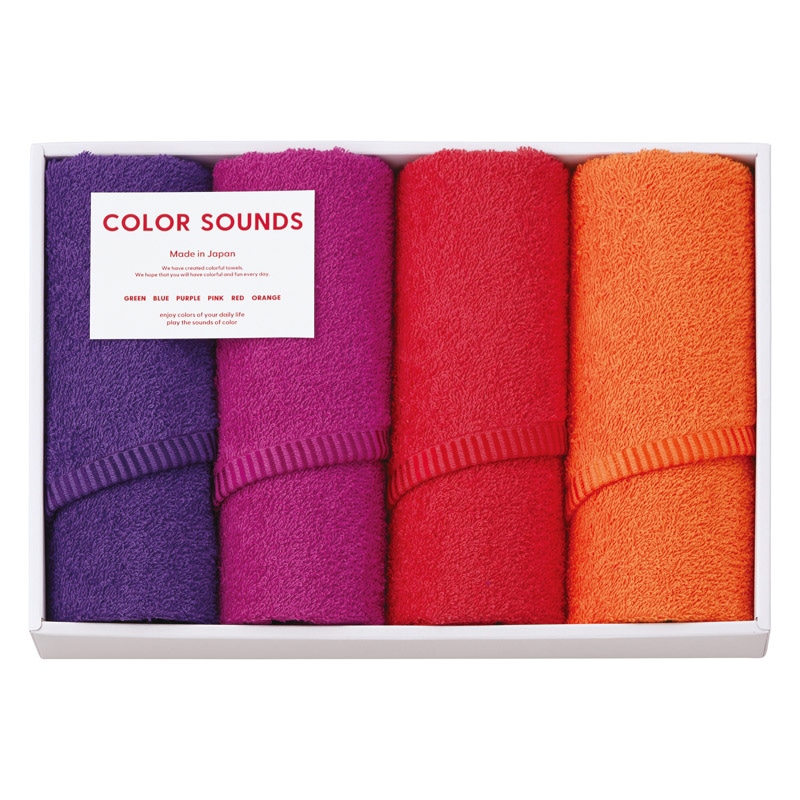 COLOR SOUNDS フェイスタオル4P レッド /プレゼント ギフト タオル 日用品・ヘルスケア お歳暮 お年賀 クリスマス ギフト