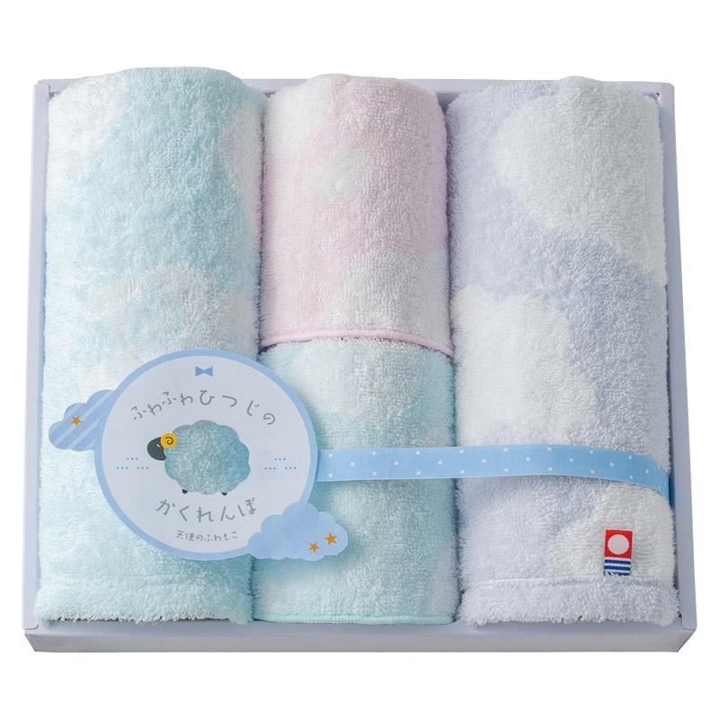 天使のふわもこ ふわふわひつじのかくれんぼ ウォッシュ2P･タオルハンカチ2P ／プレゼント ギフト ハンカチ・ハンドタオル バッグ・小物・雑貨 ファッション お歳暮 お年賀 クリスマス ギフト