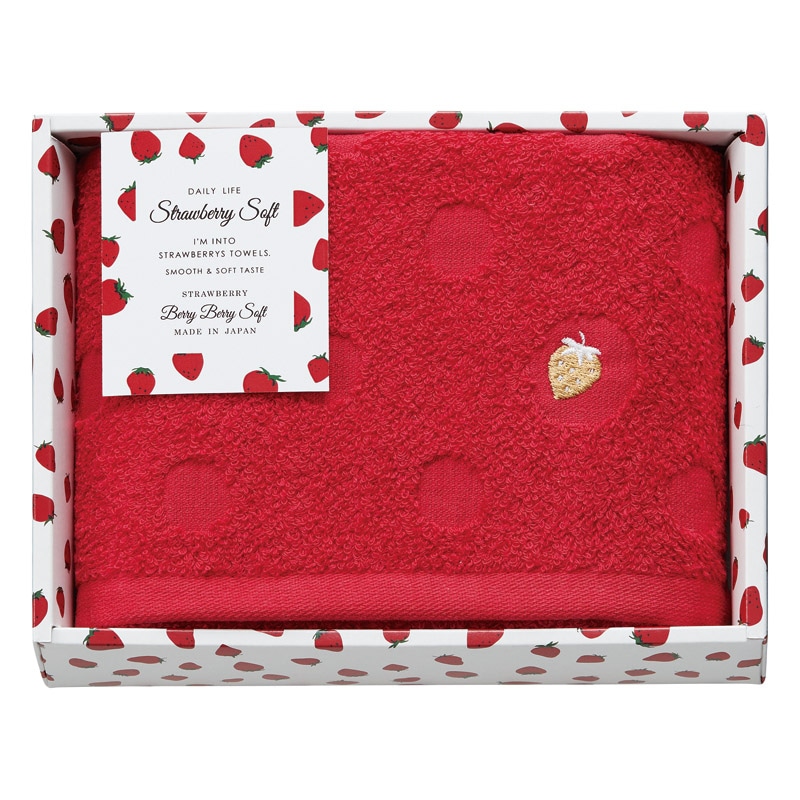 Strawberry Soft フェイスタオル レッド ／プレゼント ギフト タオル 日用品・ヘルスケア お歳暮 お年賀 クリスマス ギフト