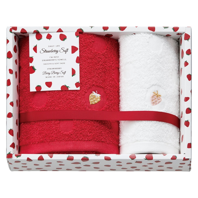 Strawberry Soft フェイス1P･ウォッシュタオル1P ／プレゼント ギフト タオル 日用品・ヘルスケア お歳暮 お年賀 クリスマス ギフト