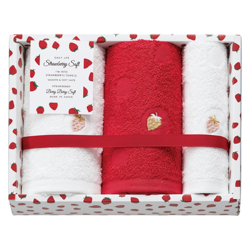 Strawberry Soft フェイス2P・ウォッシュタオル1P /プレゼント ギフト タオル 日用品・ヘルスケア お歳暮 お年賀 クリスマス ギフト