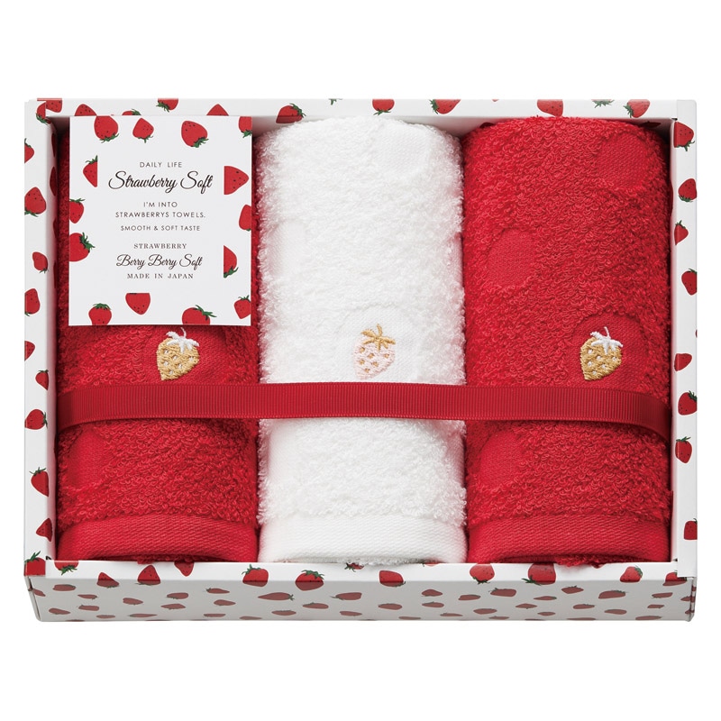 Strawberry Soft フェイスタオル3P /プレゼント ギフト タオル 日用品・ヘルスケア お歳暮 お年賀 クリスマス ギフト