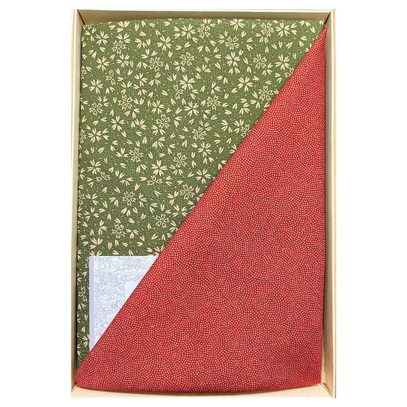 二巾一越織両面染 鮫/小桜 朱/利休 ／プレゼント ギフト 風呂敷 冠婚葬祭 日用品・ヘルスケア お歳暮 お年賀 クリスマス ギフト