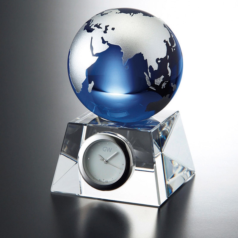 グラスワークスナルミ ブルーアース デスククロック(S) /プレゼント ギフト 置き時計 置き時計・掛け時計 インテリア 住まい・家具 お歳暮 お年賀 クリスマス ギフト