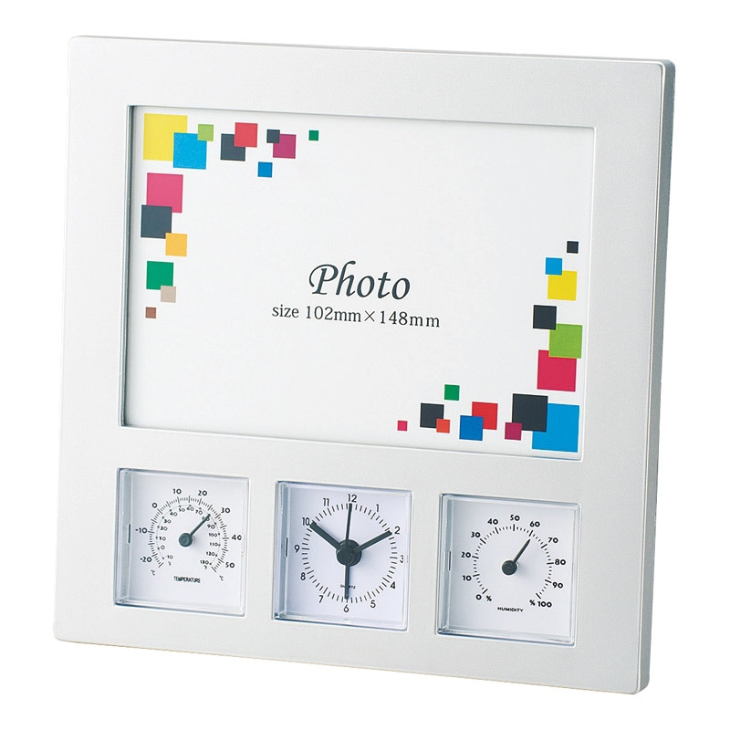 ワイドフォトクロックサーモ /プレゼント ギフト フォトフレーム 小物・置物 インテリア 住まい・家具 お歳暮 お年賀 クリスマス ギフト