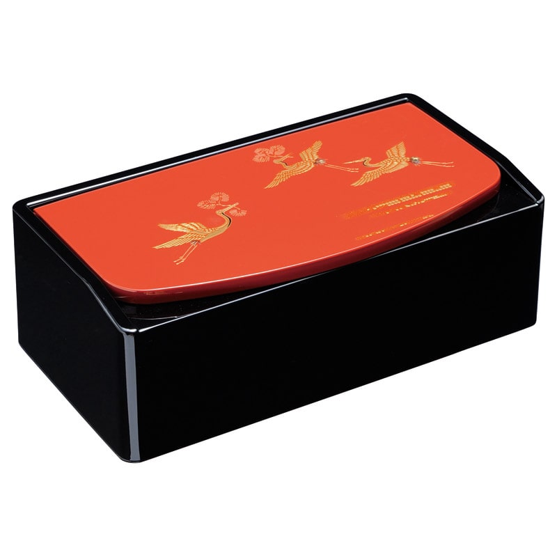 紀州塗 吉兆鶴 鏡付一段ティッシュケース /プレゼント ギフト 収納家具・収納グッズ 住まい・家具 お歳暮 お年賀 クリスマス ギフト