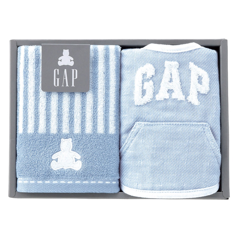 baby GAP ストライプベア ウォッシュタオル1P･スタイ1P ブルー ／プレゼント ギフト タオル 日用品・ヘルスケア お歳暮 お年賀 クリスマス ギフト
