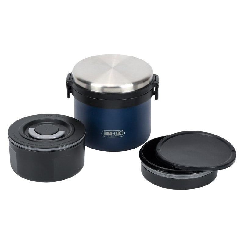 ホームレーベル 全真空ステンレスランチジャー ネイビー ／プレゼント ギフト 弁当箱 キッチン用品 お歳暮 お年賀 クリスマス ギフト