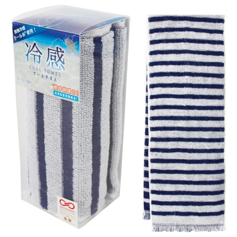 Eco de クール パイルクールマフラー クールボーダー ネイビー ／プレゼント ギフト マフラー・スカーフ バッグ・小物・雑貨 ファッション お歳暮 お年賀 クリスマス ギフト