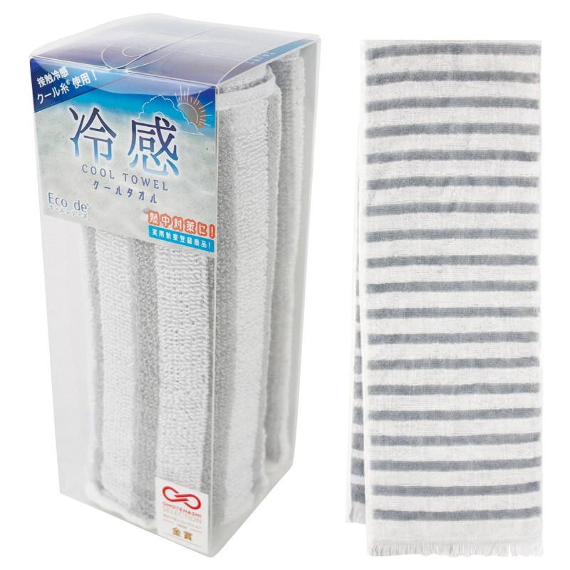 Eco de クール パイルクールマフラー クールボーダー グレー ／プレゼント ギフト マフラー・スカーフ バッグ・小物・雑貨 ファッション お歳暮 お年賀 クリスマス ギフト