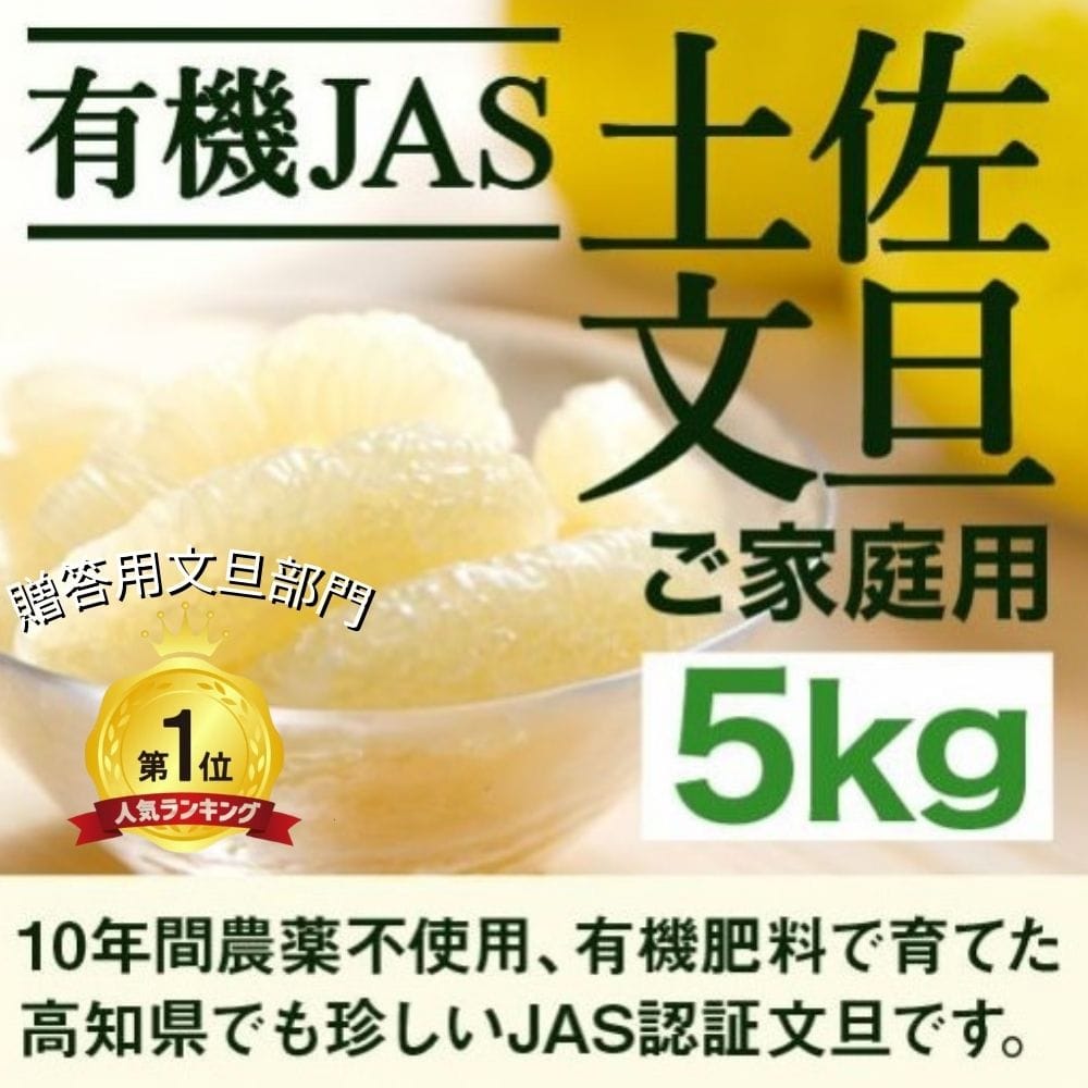 【予約受付中！】高知初JAS有機栽培 土佐文旦約5kg　家庭用のためキズ、シミあります。（2026年2月頃から出荷）