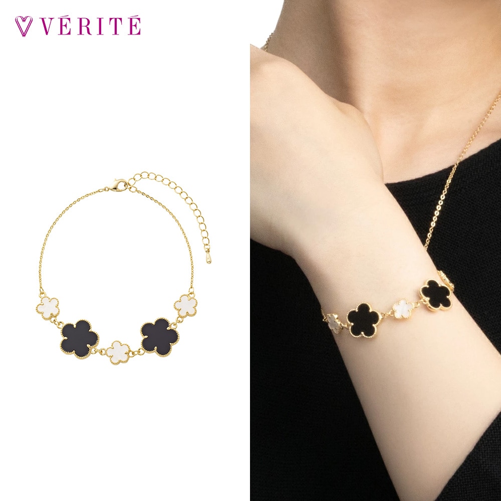 フラワーブレスレット (ホワイト / ブラック) 132408120403