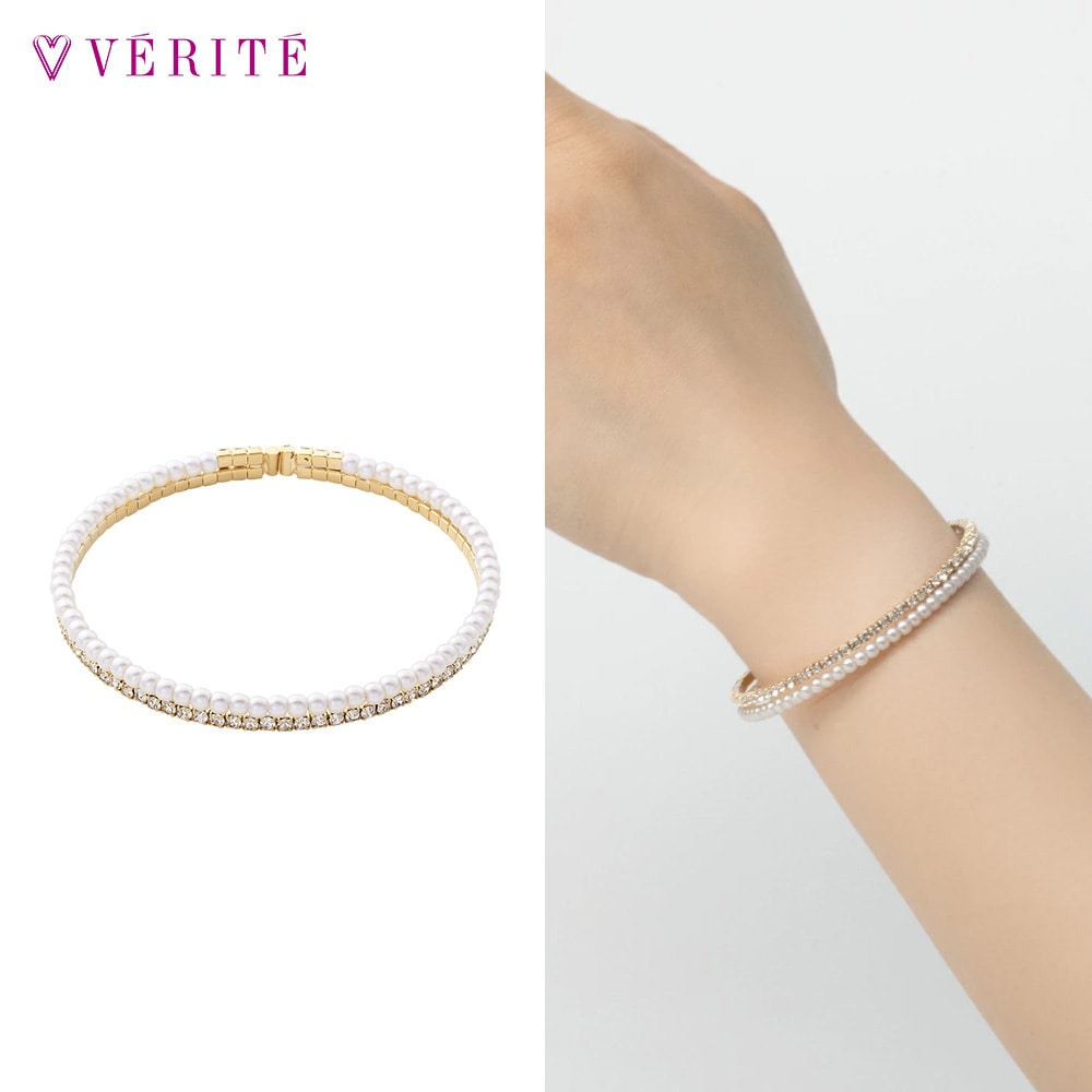 プラスチックパール ビジューブレスレット (ゴールドカラー) 132408120512