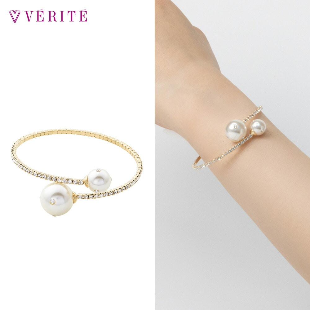 プラスチックパール ガラスライン バングル (ゴールドカラー) 132408120513