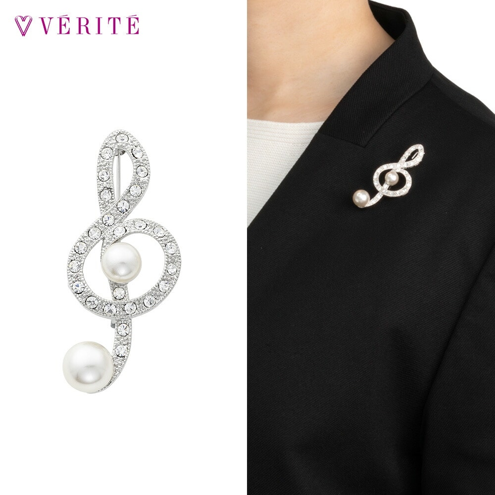 プラスチックパール トオンキゴウ ブローチ (シルバーカラー) 131708120533