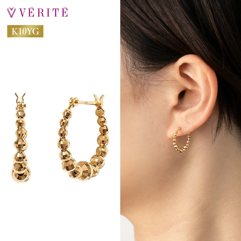 K10YG フープピアス (カットボール) 119008060304