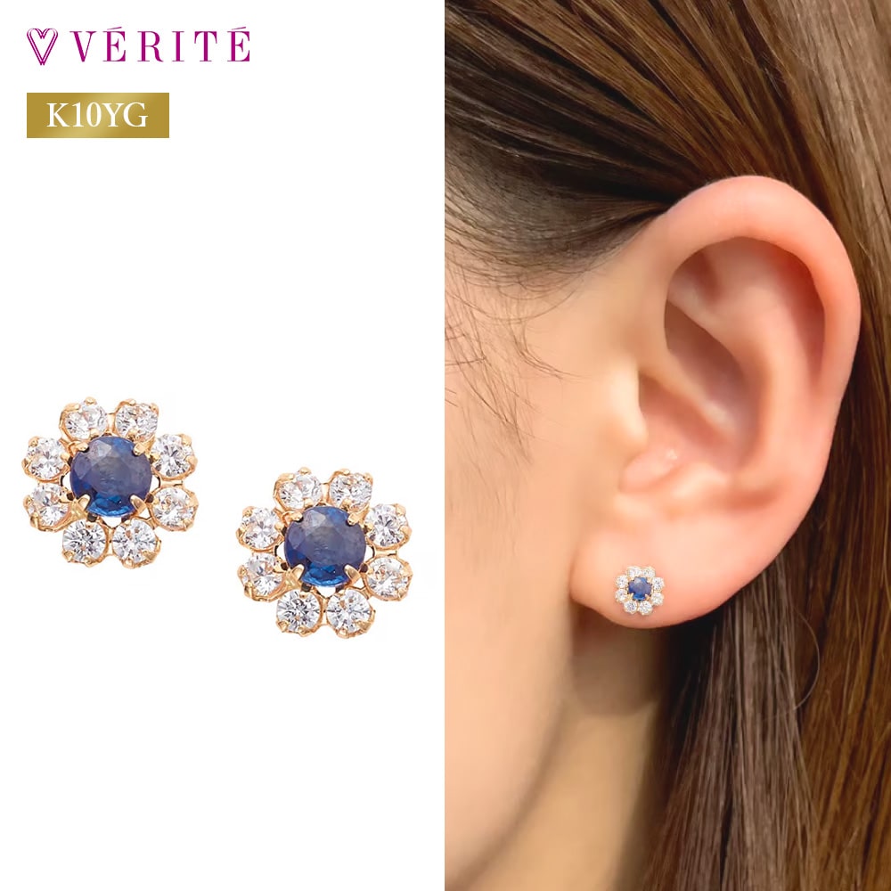 K10YG サファイア／キュービックジルコニア ピアス 130508060347