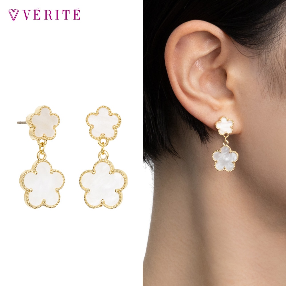 フラワー ピアス (ホワイト) 131708120510