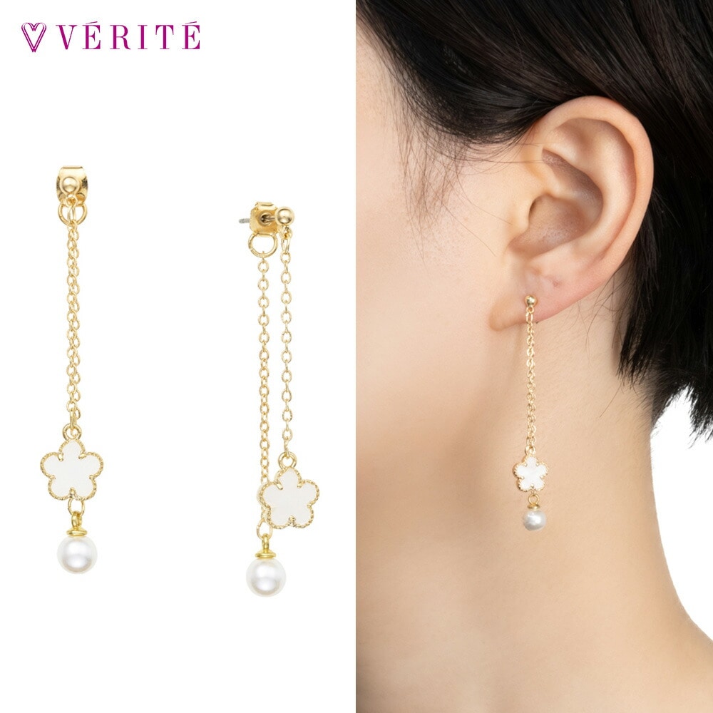 プラスチックパール フラワーピアス (ホワイト) 132408120493