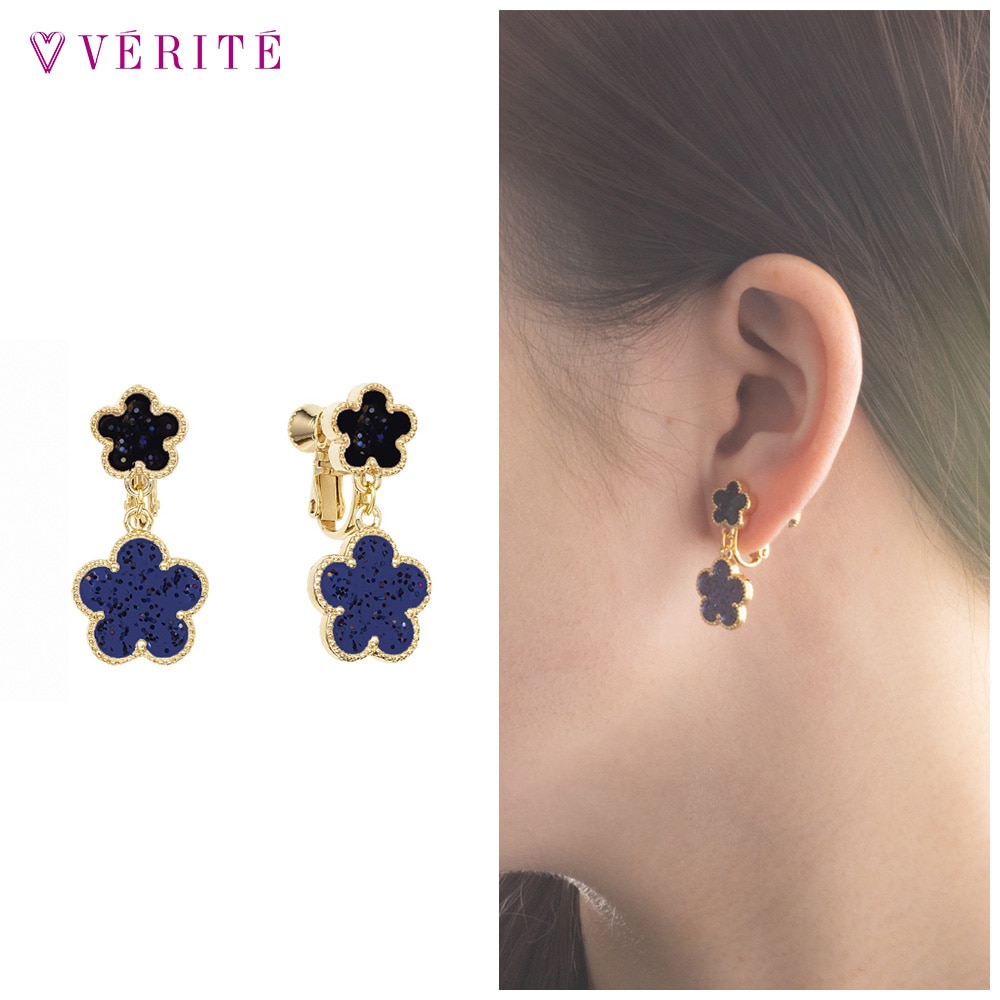 フラワー イヤリング (ヨゾラブルー) 132408120666